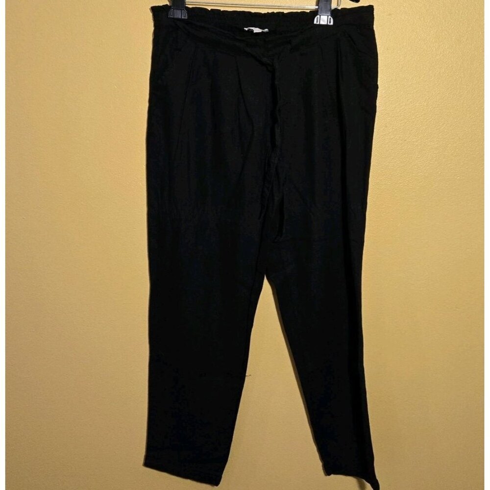 Jolt Womens Wide Leg Rayon Pants Large‎ Black 30W Drawstring Pocket T1720LPES